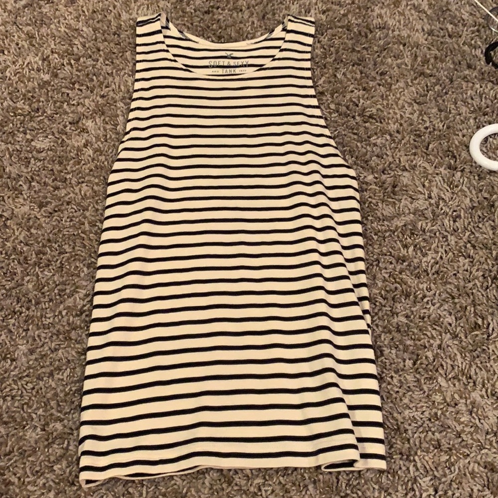 American eagle black/white striped tank
